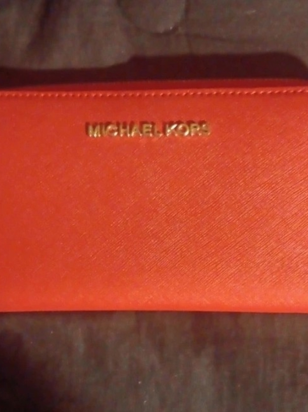 Michael Kors Red Saffiano Leather Continental Wallet with Gold Logo